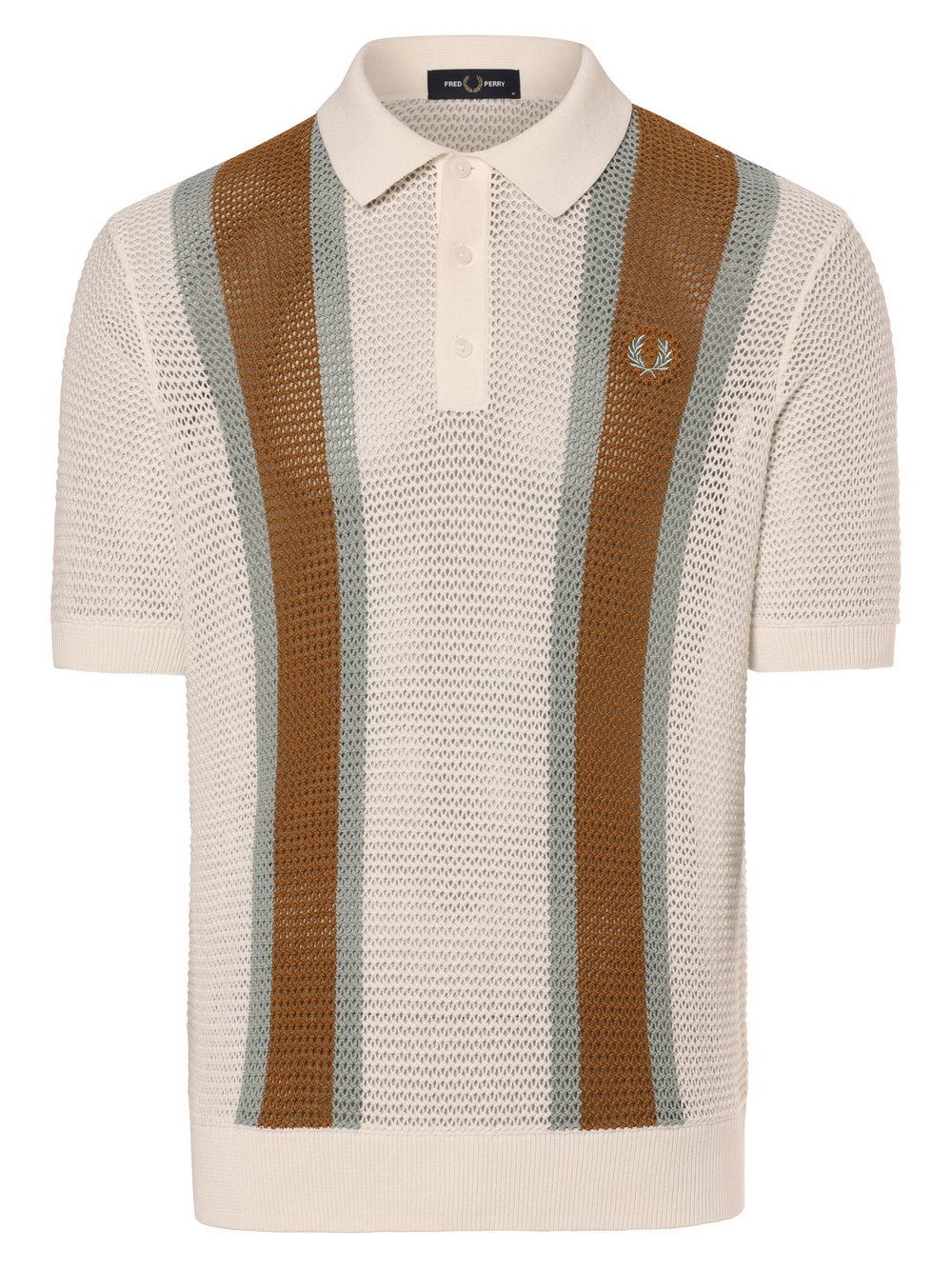 Fred Perry Poloshirt Herren Leinen weiß gestreift, L