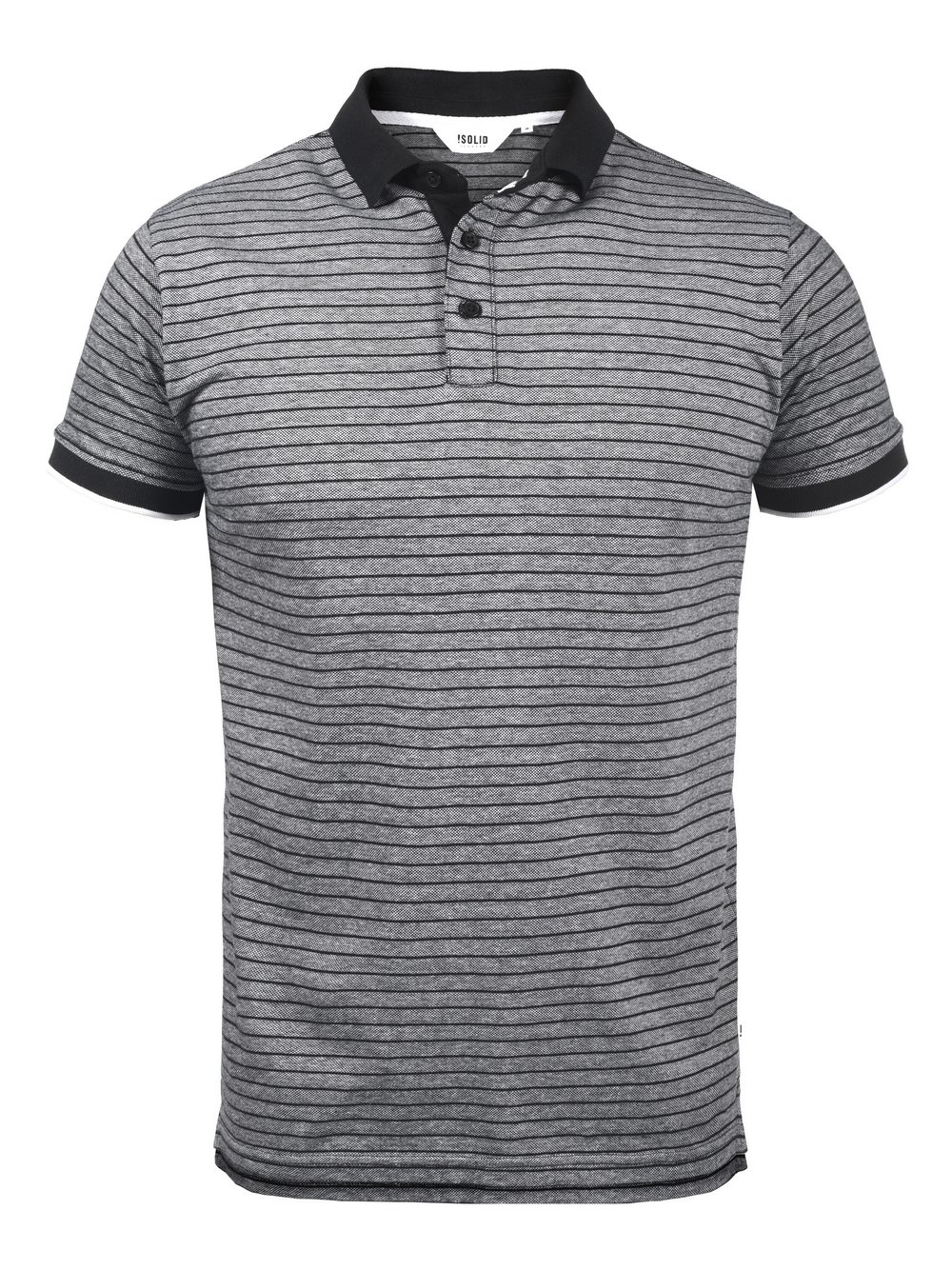 Solid Poloshirt Herren Baumwolle schwarz gestreift, M