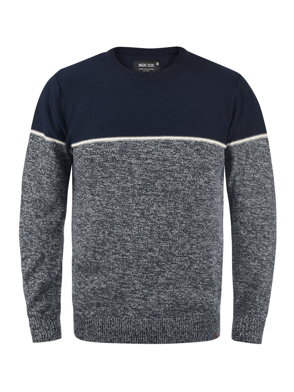 Thumbnail - Indicode Strickpullover Herren Baumwolle blau meliert, M