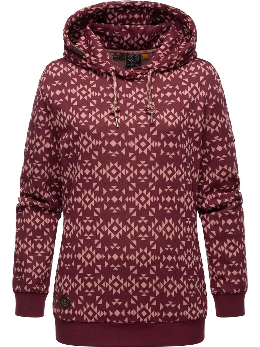 Ragwear Hoodie Damen Baumwolle rot gemustert, XS