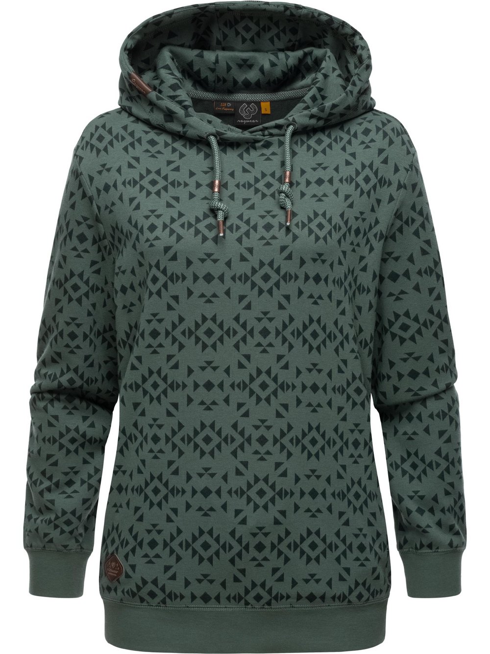 Ragwear Hoodie Damen Baumwolle grün gemustert, XS