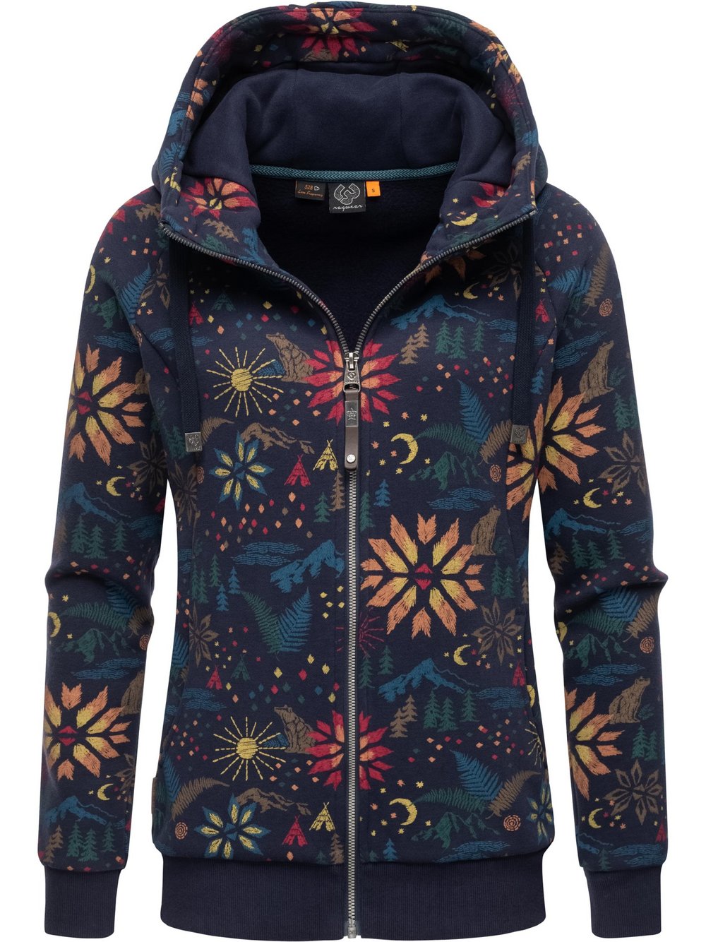 Ragwear Sweatjacke Damen Baumwolle blau gemustert, M