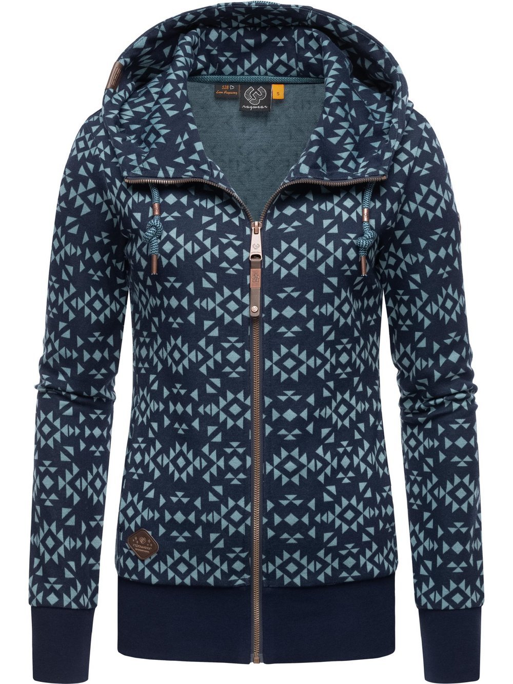 Ragwear Sweatjacke Damen Baumwolle blau gemustert, L