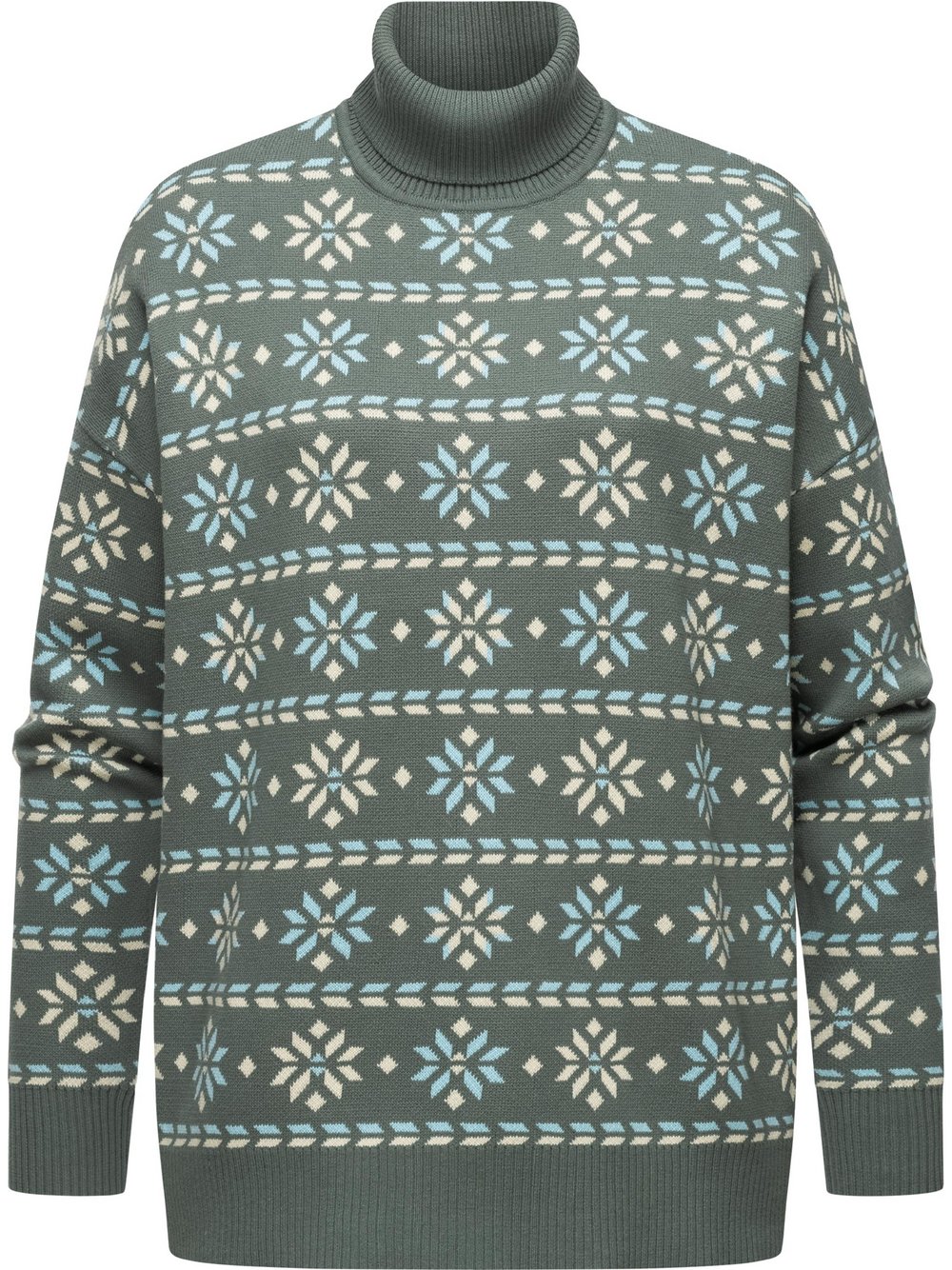 Ragwear Stehkragenpullover Damen Baumwolle grün gemustert, XS