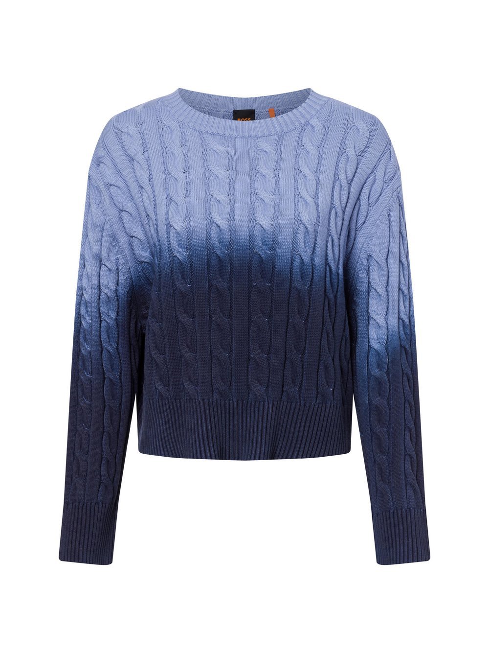 BOSS Orange Strickpullover Damen Baumwolle blau, M