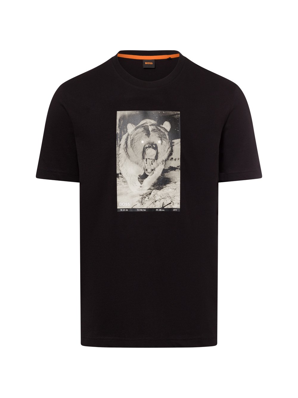 BOSS Orange Herre T-Shirt mit Printdruck Herren Baumwolle schwarz, S