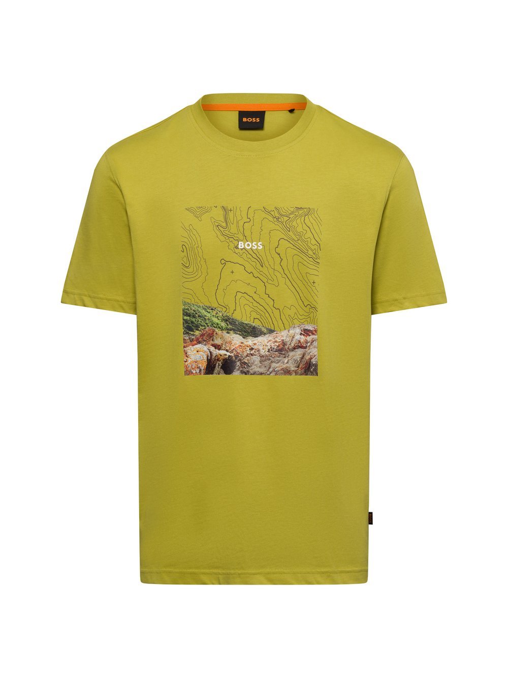 BOSS Orange T-Shirt Herren Baumwolle grün bedruckt, M