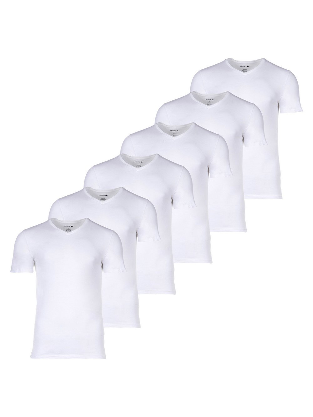 Lacoste T-Shirt 6er Pack Herren Baumwolle weiß, M