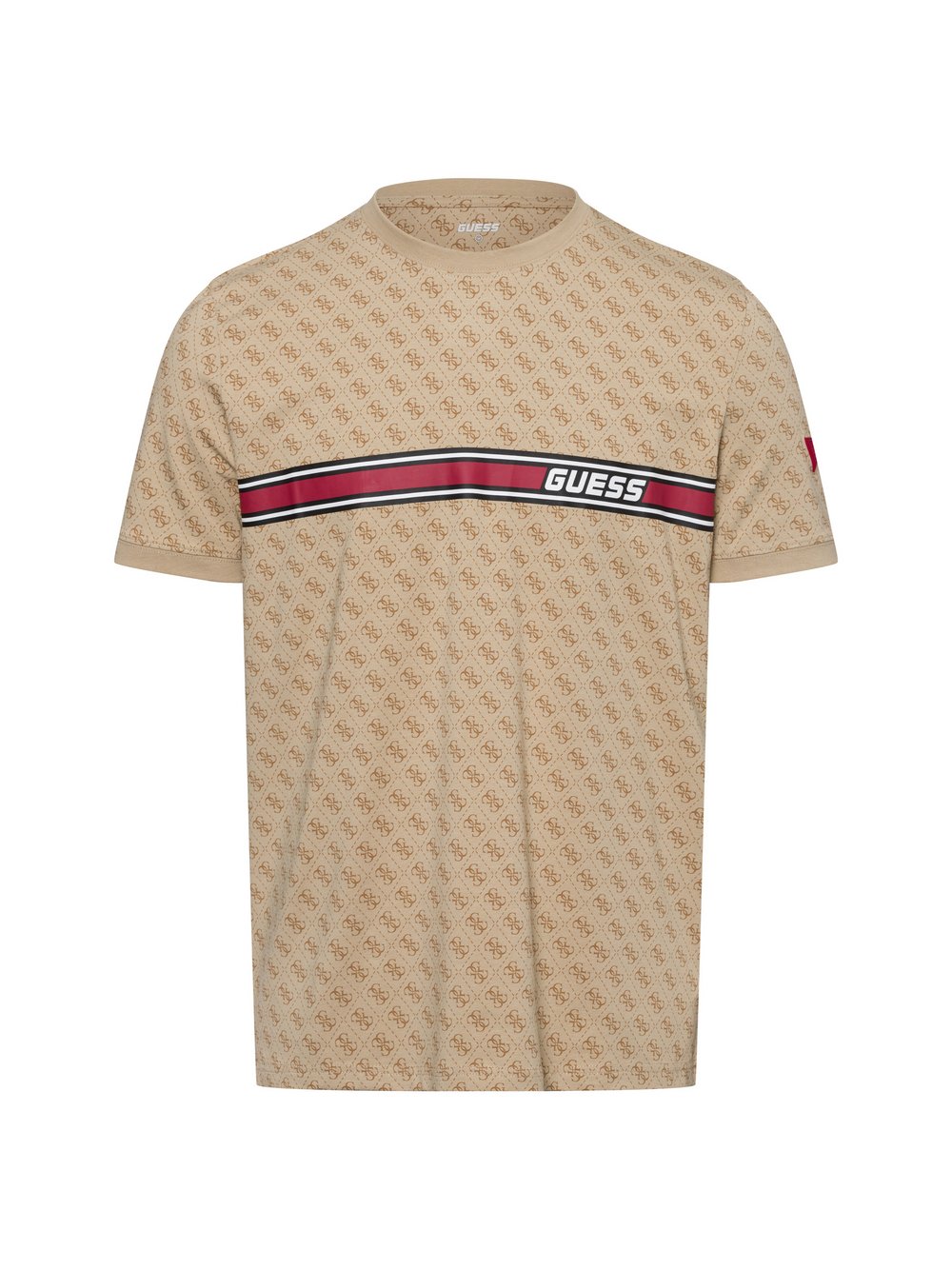 GUESS Herrn T-Shirt Herren Baumwolle beige gemustert, M