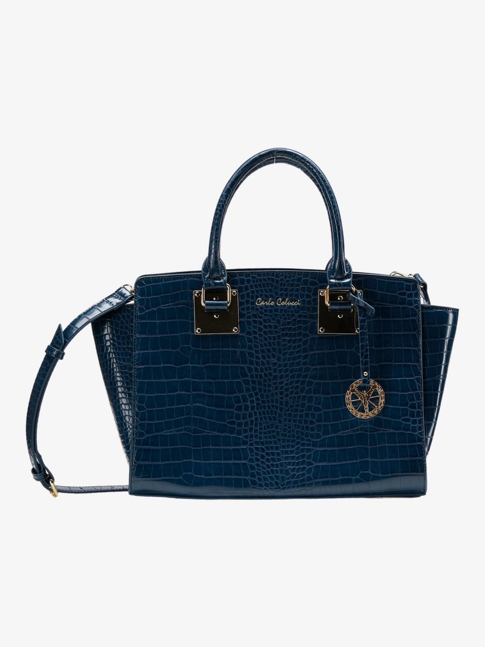 Carlo Colucci Henkeltasche  Damen Kunstleder blau bedruckt, ONE SIZE