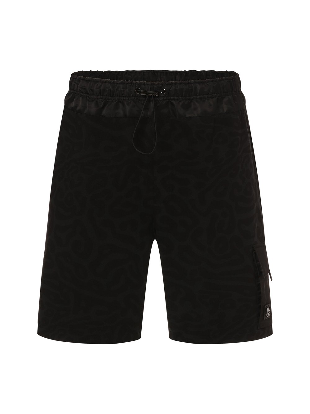 HUGO Sweatshorts Herren Baumwolle schwarz gemustert, XXL