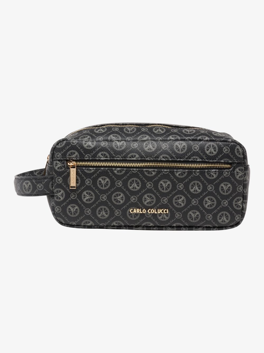 Carlo Colucci Kosmetiktasche  Damen Kunstleder schwarz gemustert, ONE SIZE
