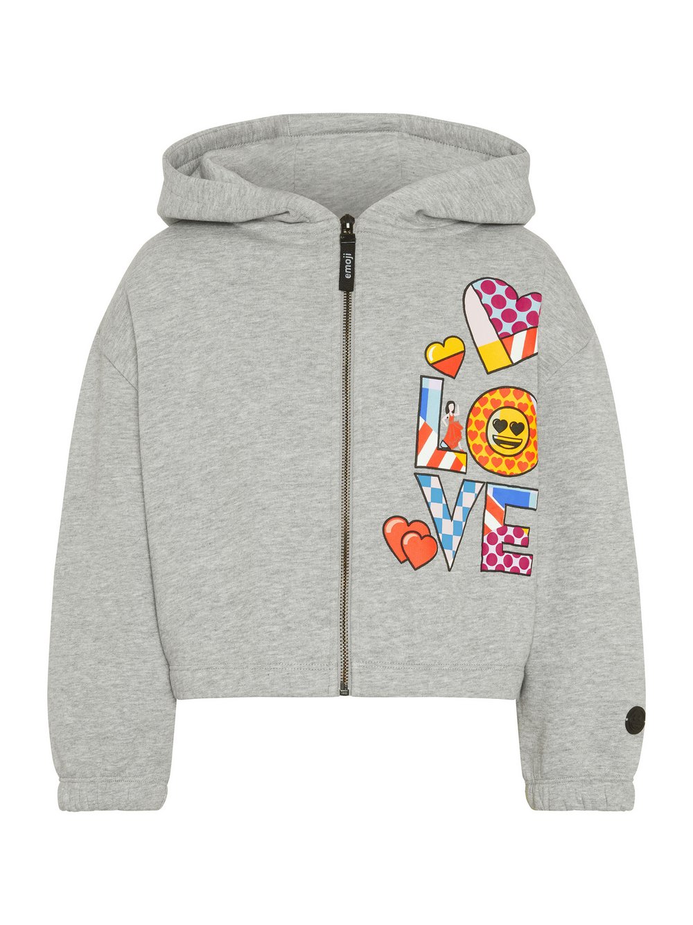 emoji® Sweatjacke Mädchen Baumwolle grau bedruckt, 146