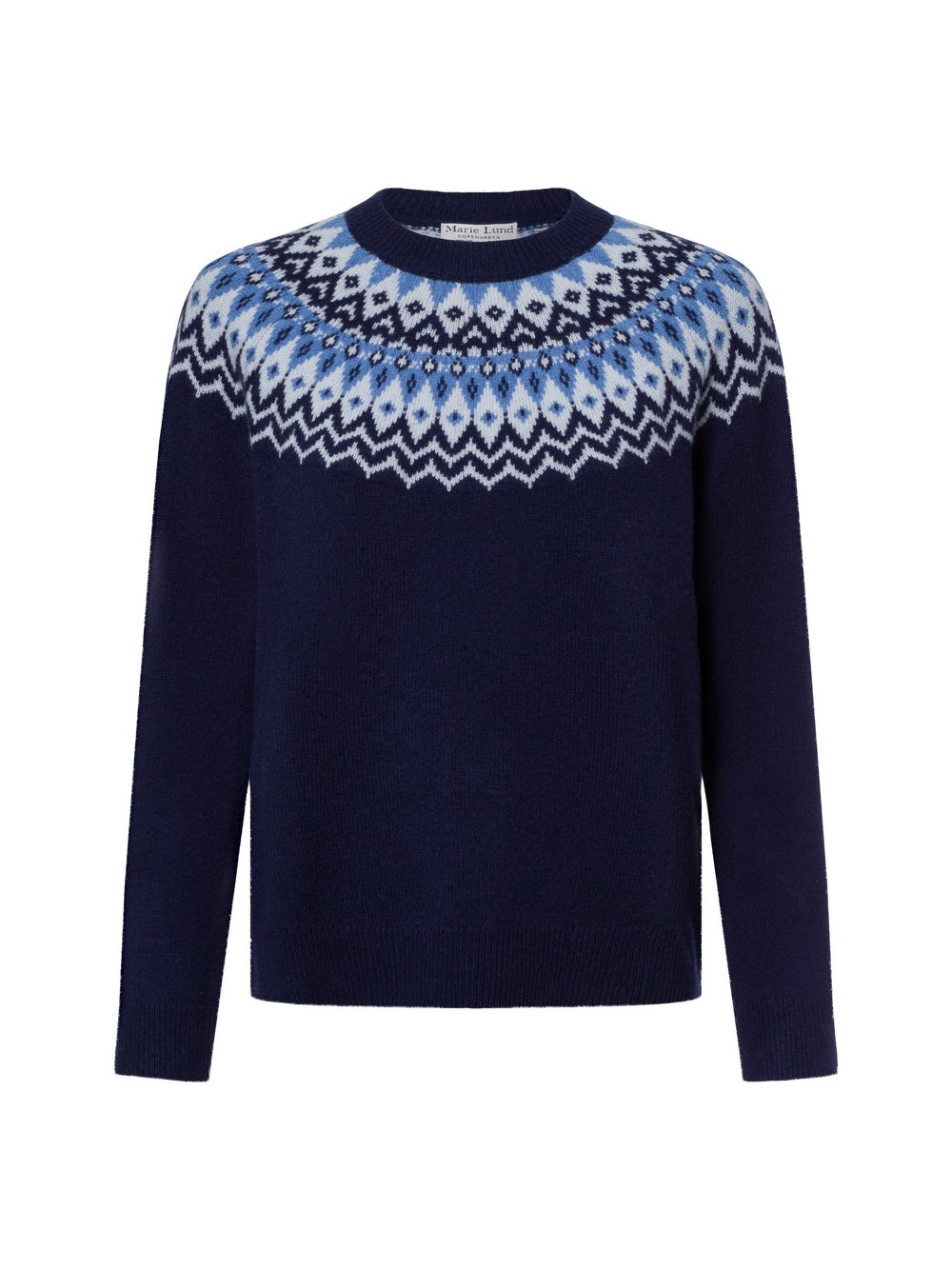 Marie Lund Strickpullover mit Wollanteil Damen Baumwolle blau gemustert, XS