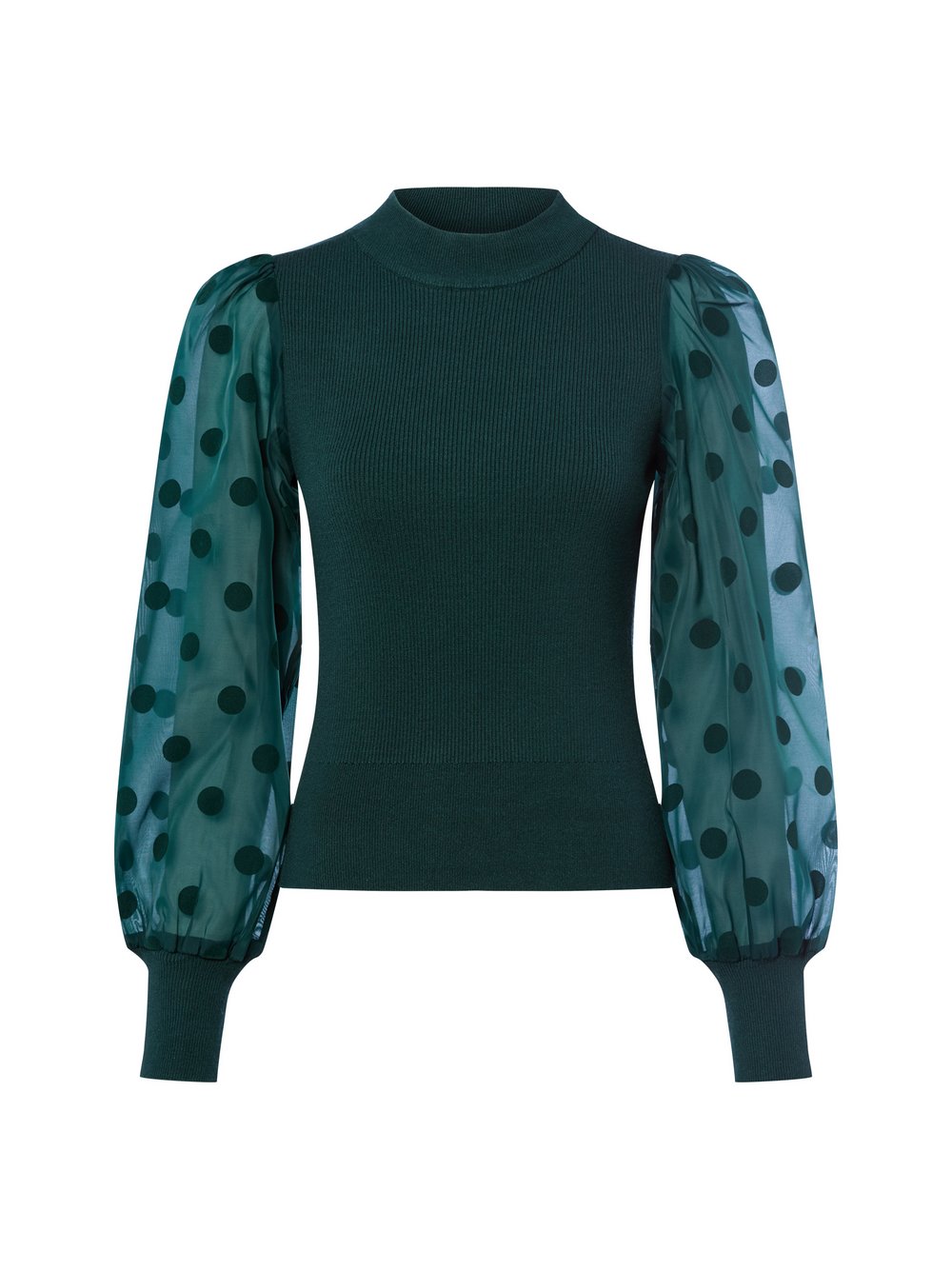 Thumbnail - Y.A.S Pullover Damen Viskose grün gepunktet, XL