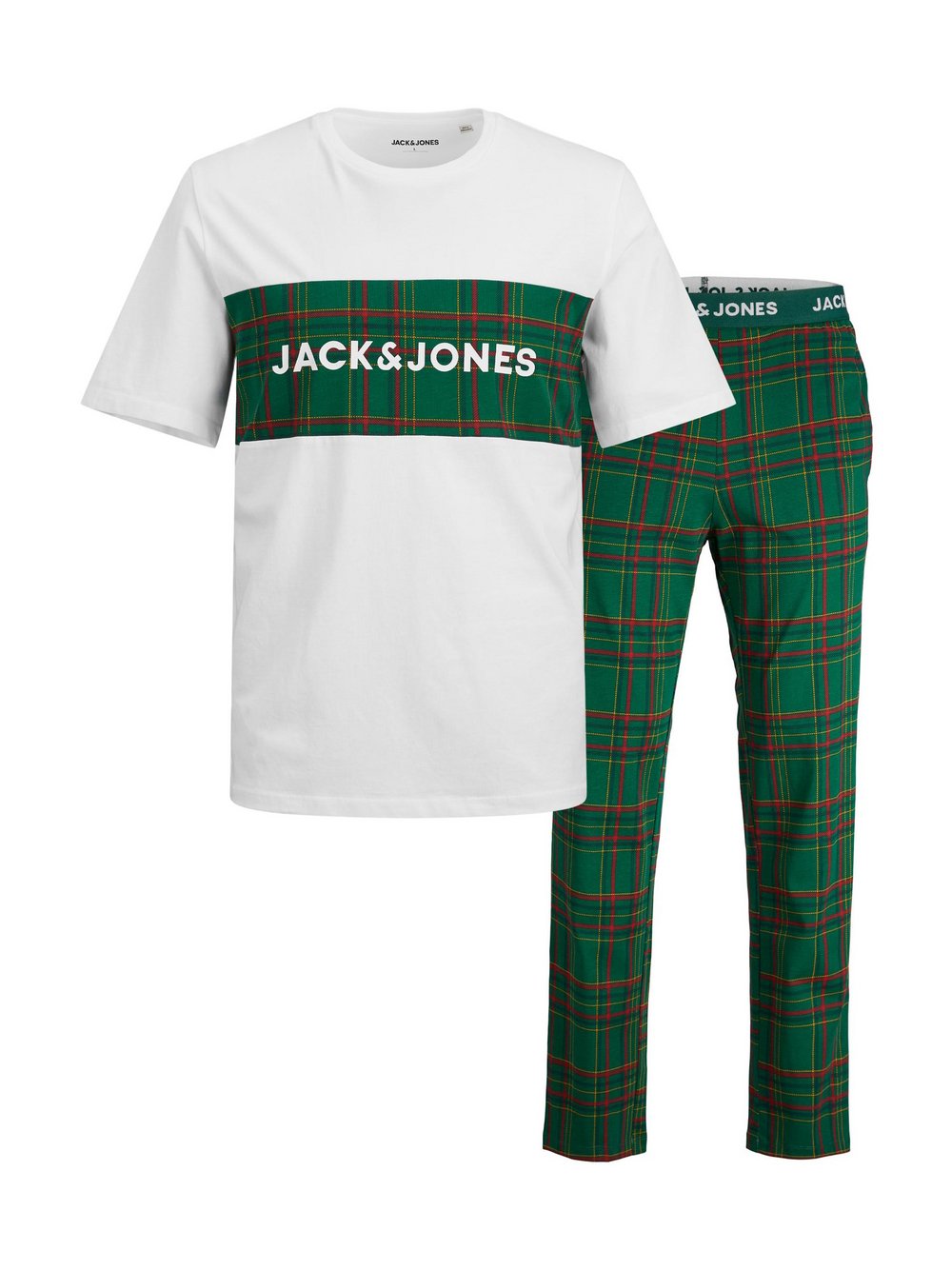 Jack & Jones Junior Schlafanzug Jungen Baumwolle grün kariert, 140