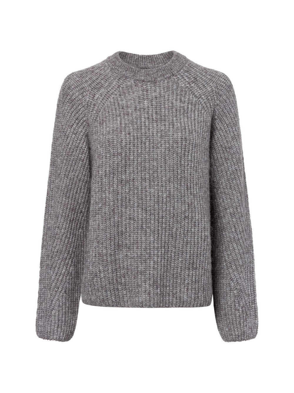 Nümph Strickpullover mit Alpaka-Anteil Damen Grobstrick grau meliert, L