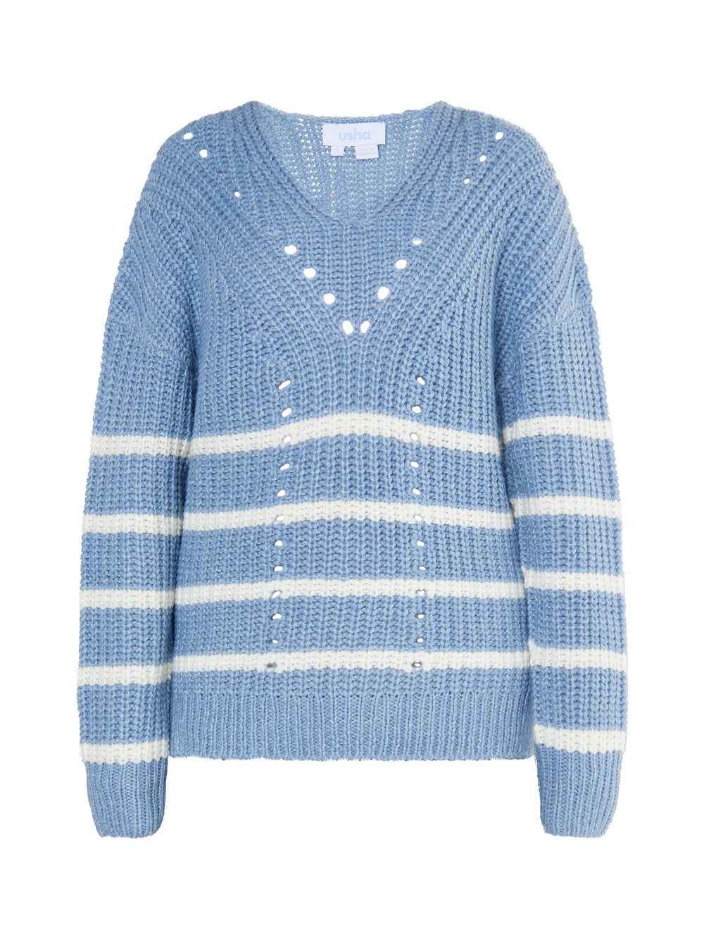 Usha Strickpullover Damen blau gestreift, M