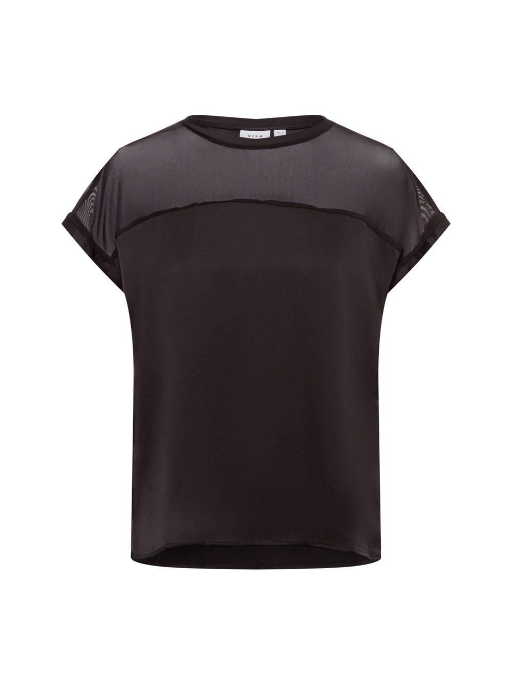 Vila Blusenshirt Damen Satin schwarz, 34