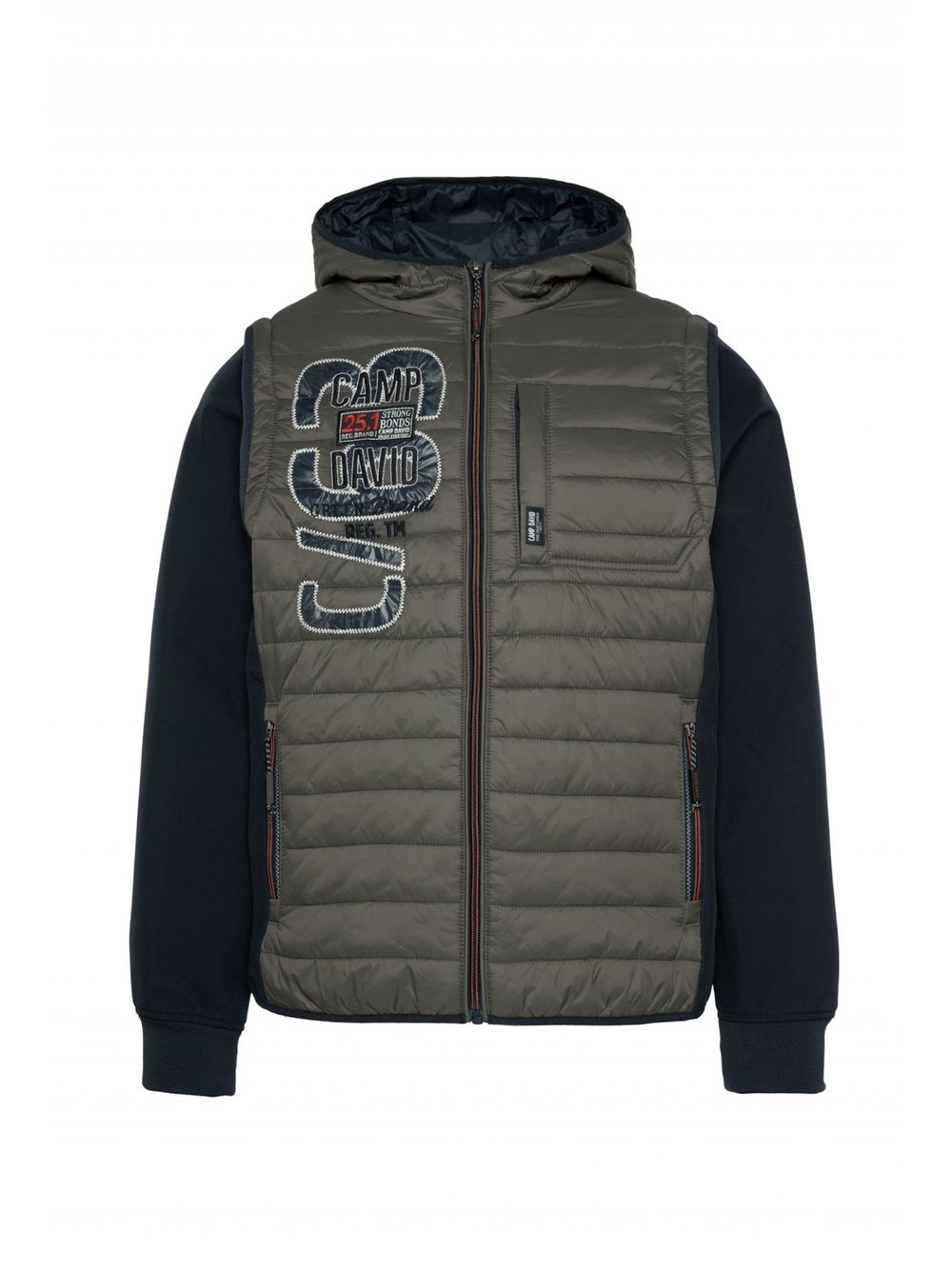 Camp David Jacke Herren Polyamid grün bedruckt, L