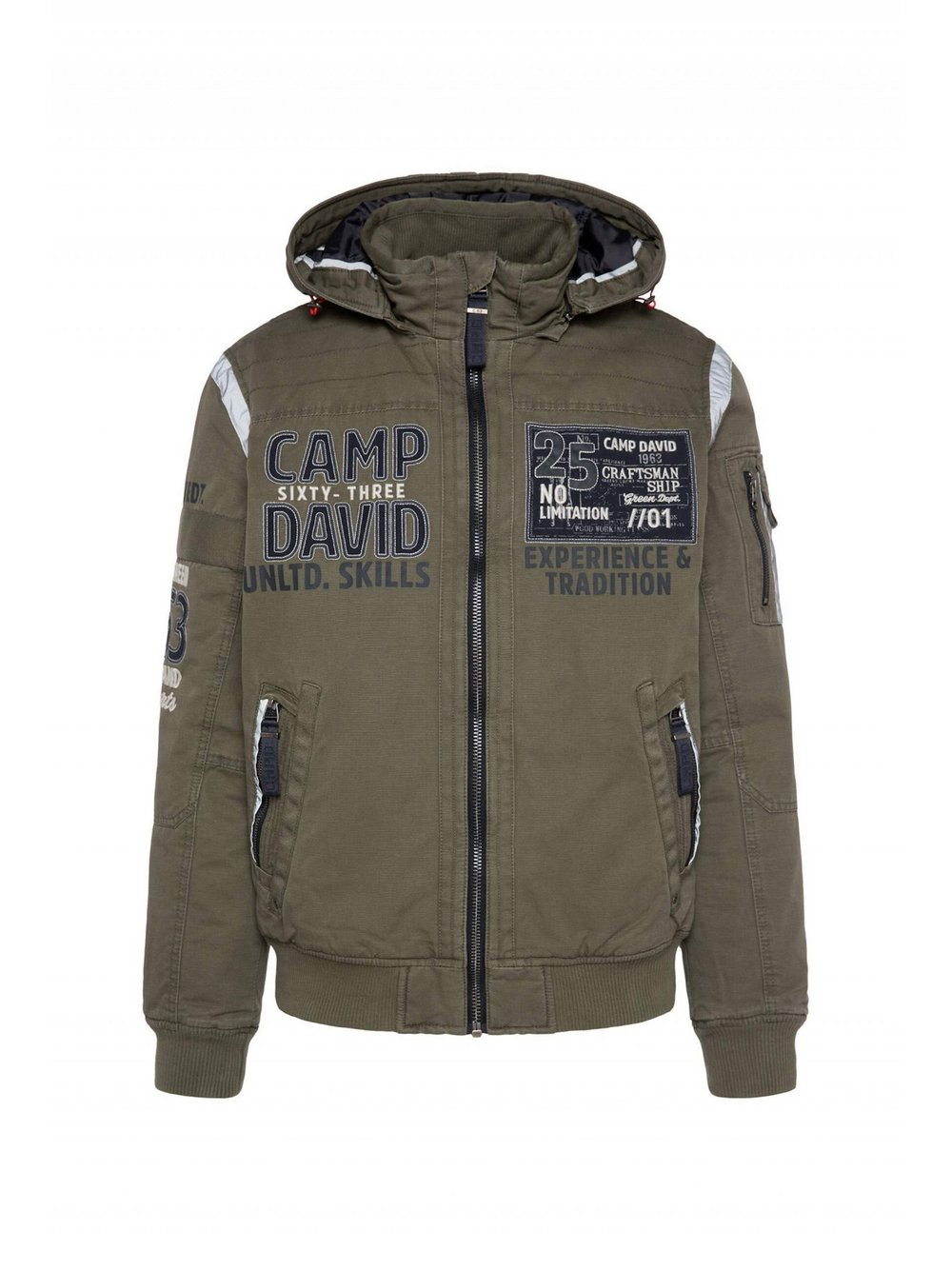 Camp David Jacke Herren Baumwolle grün bedruckt, L