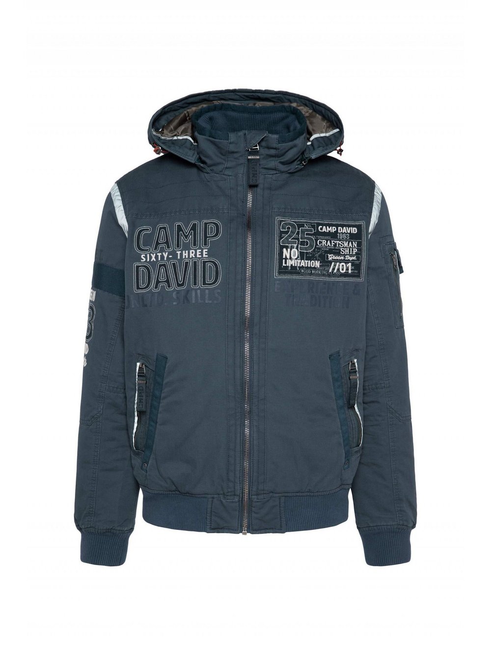 Camp David Jacke Herren Baumwolle blau bedruckt, XXXL