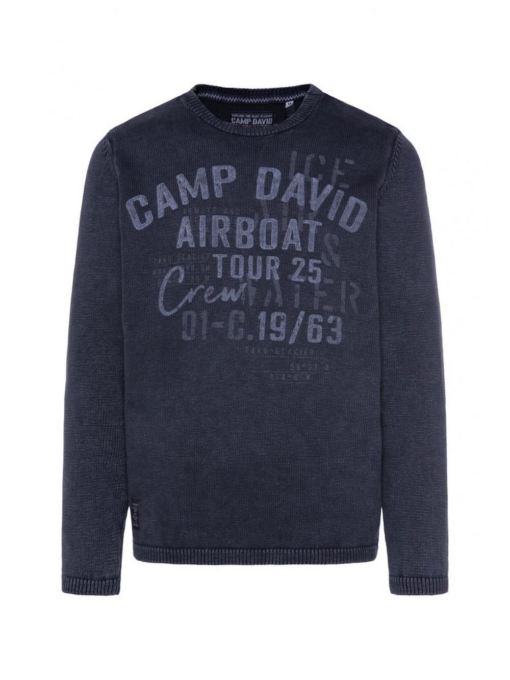 Camp David Pullover Herren Baumwolle blau bedruckt, L