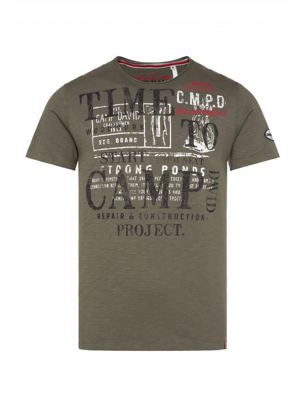 Camp David T-Shirt Herren Baumwolle grün bedruckt, S