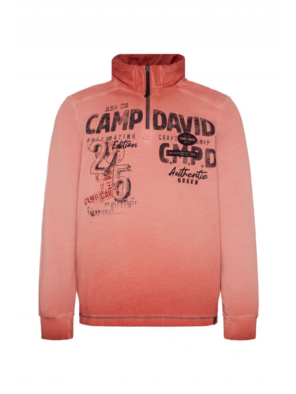 Camp David Pullover Herren Baumwolle rot bedruckt, XXXL