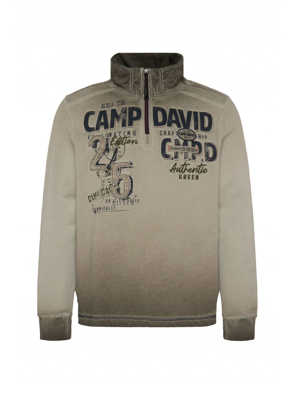 Camp David Pullover Herren Baumwolle grün bedruckt, XL