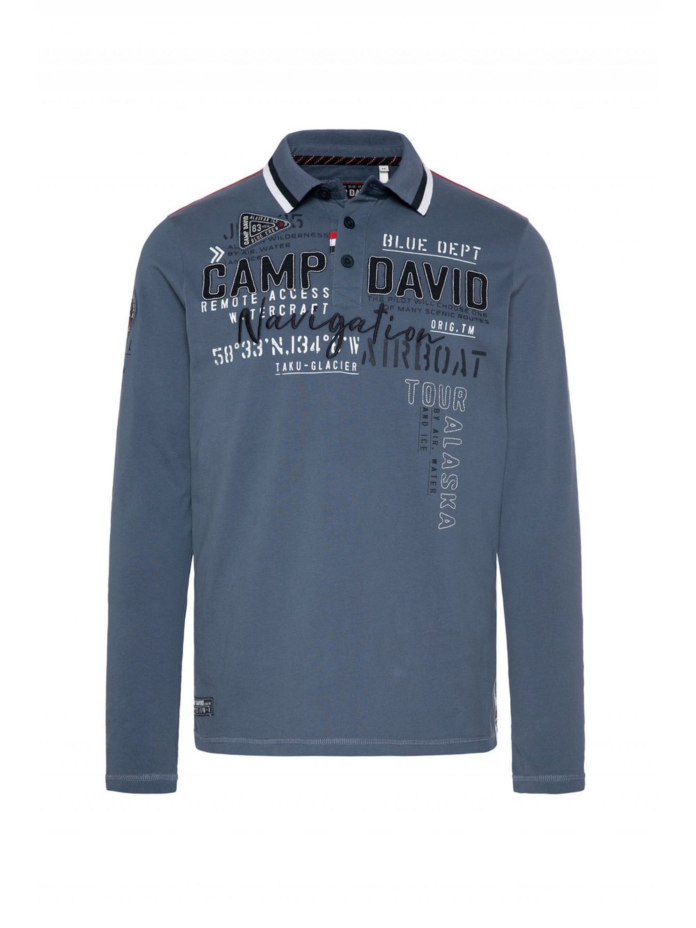 Camp David Poloshirt Herren Baumwolle blau bedruckt, L