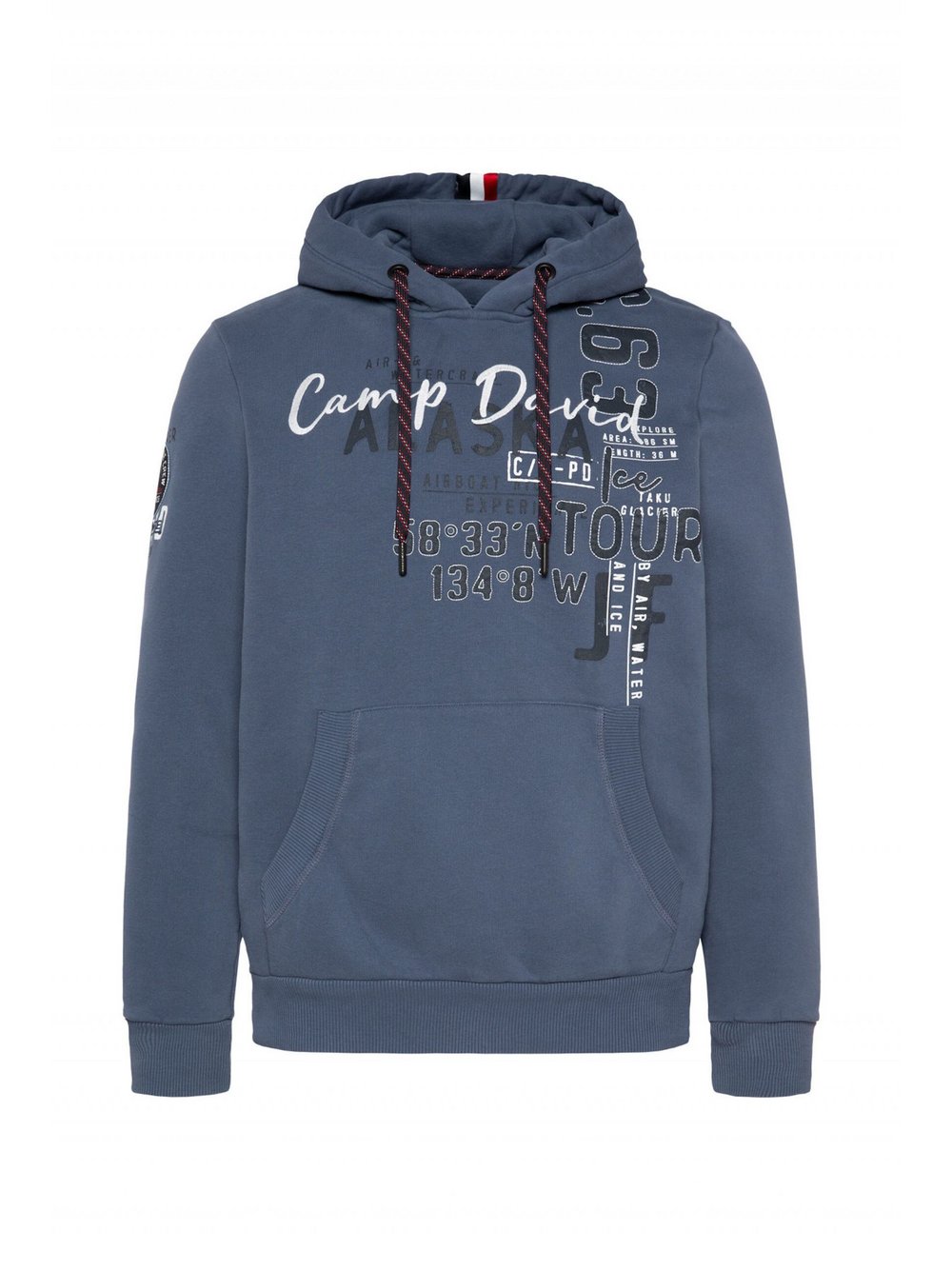 Camp David Kapuzenpullover Herren Baumwolle blau bedruckt, L