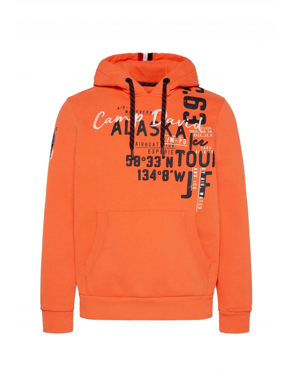 Camp David Kapuzenpullover Herren Baumwolle orange bedruckt, L