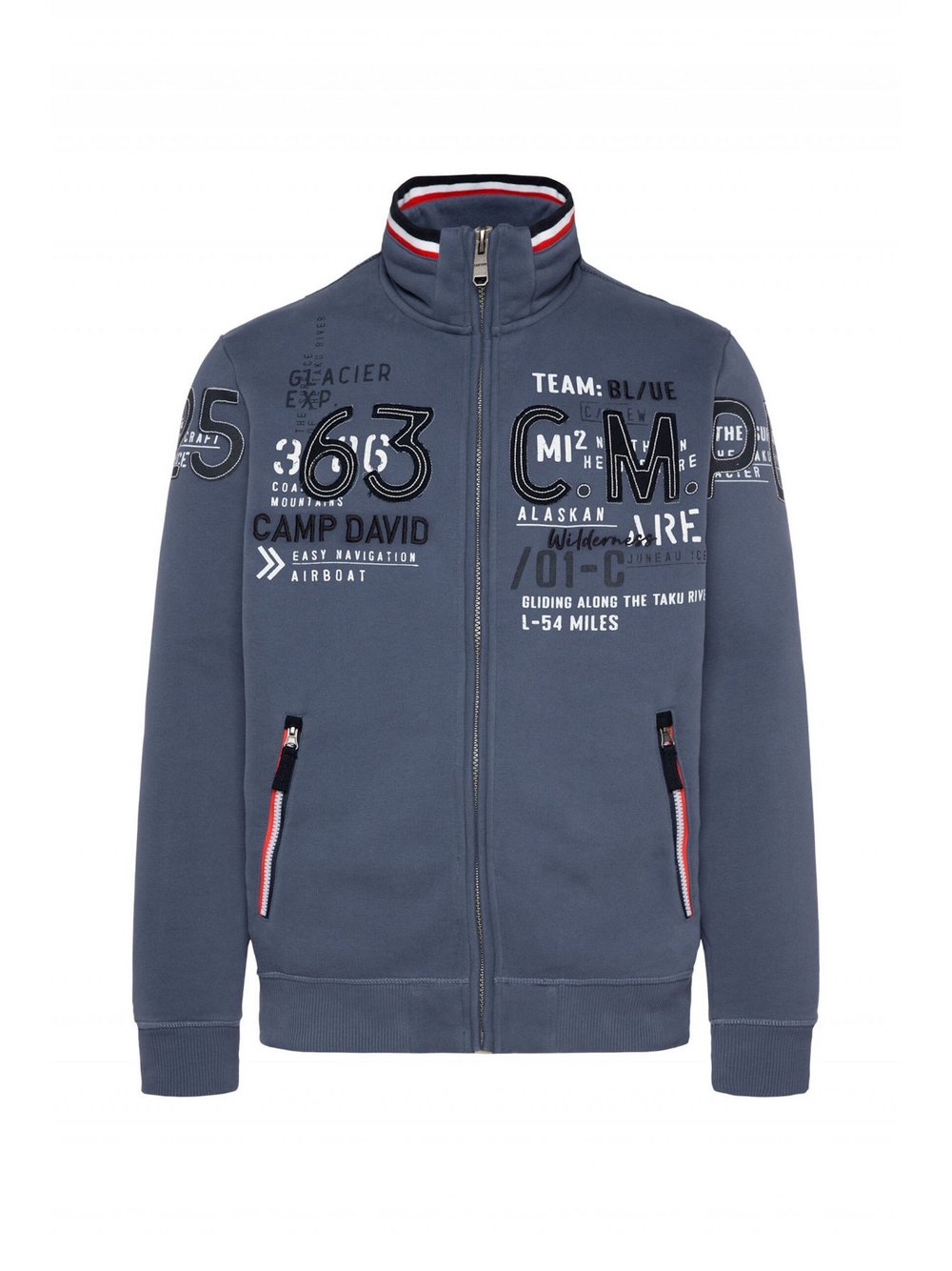 Camp David Sweatjacke Herren Baumwolle blau bedruckt, XXXL