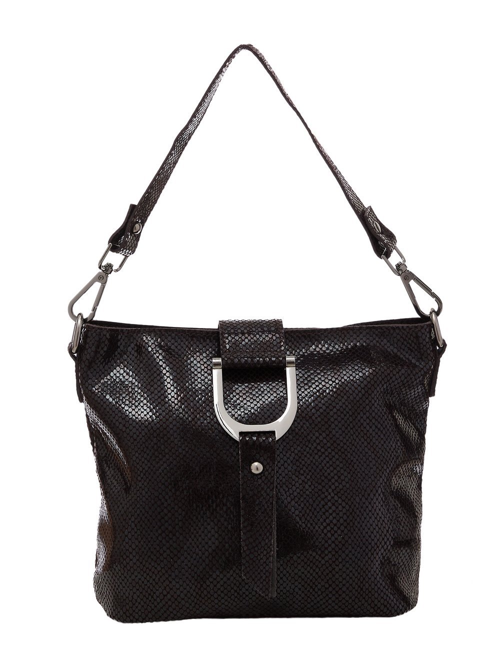 Faina Schultertaschen Damen Leder schwarz gemustert, ONE SIZE