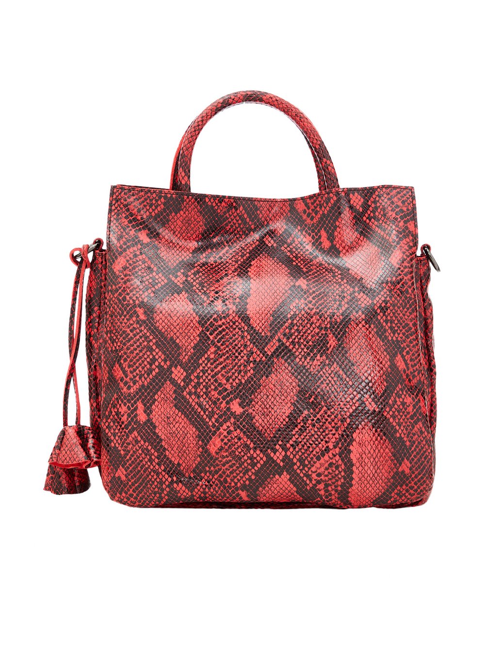 Faina Handtasche Damen Leder rot gemustert, ONE SIZE