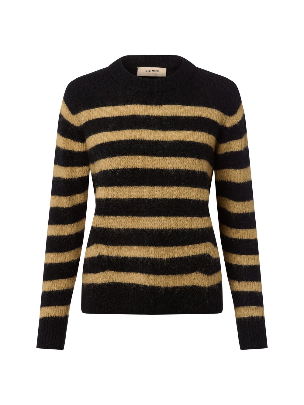 MOS MOSH Strickpullover mit Alpaka-Anteil Damen Wolle schwarz gestreift, XS
