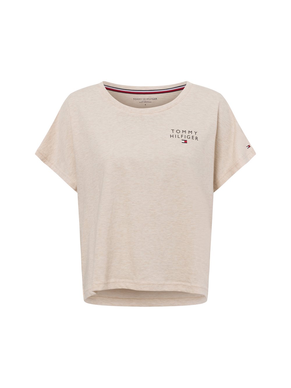 Tommy Hilfiger Pyjama-Shirt Damen Baumwolle beige meliert, MD