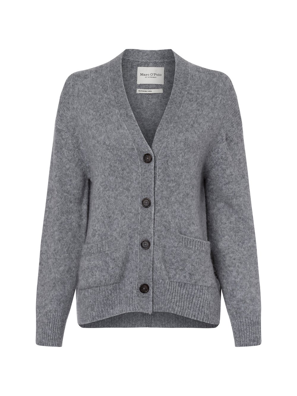 Marc O'Polo Strickjacke Damen Schurwolle grau meliert, XS