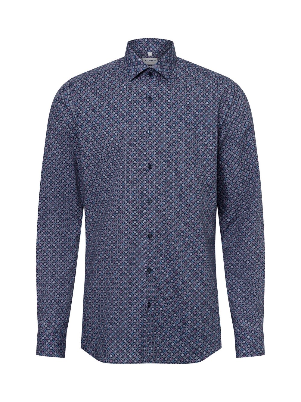 OLYMP Level Five Hemd - Extralange Ärmel Herren Slim Fit Baumwolle blau gemustert, 40