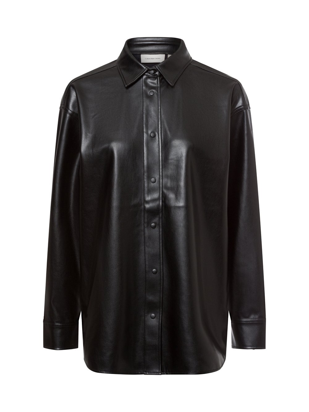 Calvin Klein Jeans Kunstleder Bluse Damen schwarz, XS