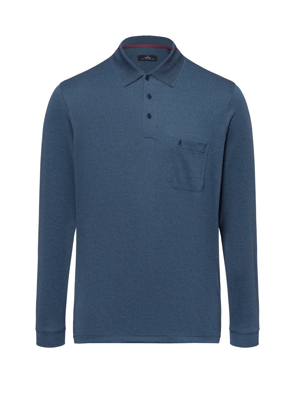 Ragman Poloshirt Herren Baumwolle blau gemustert, XL