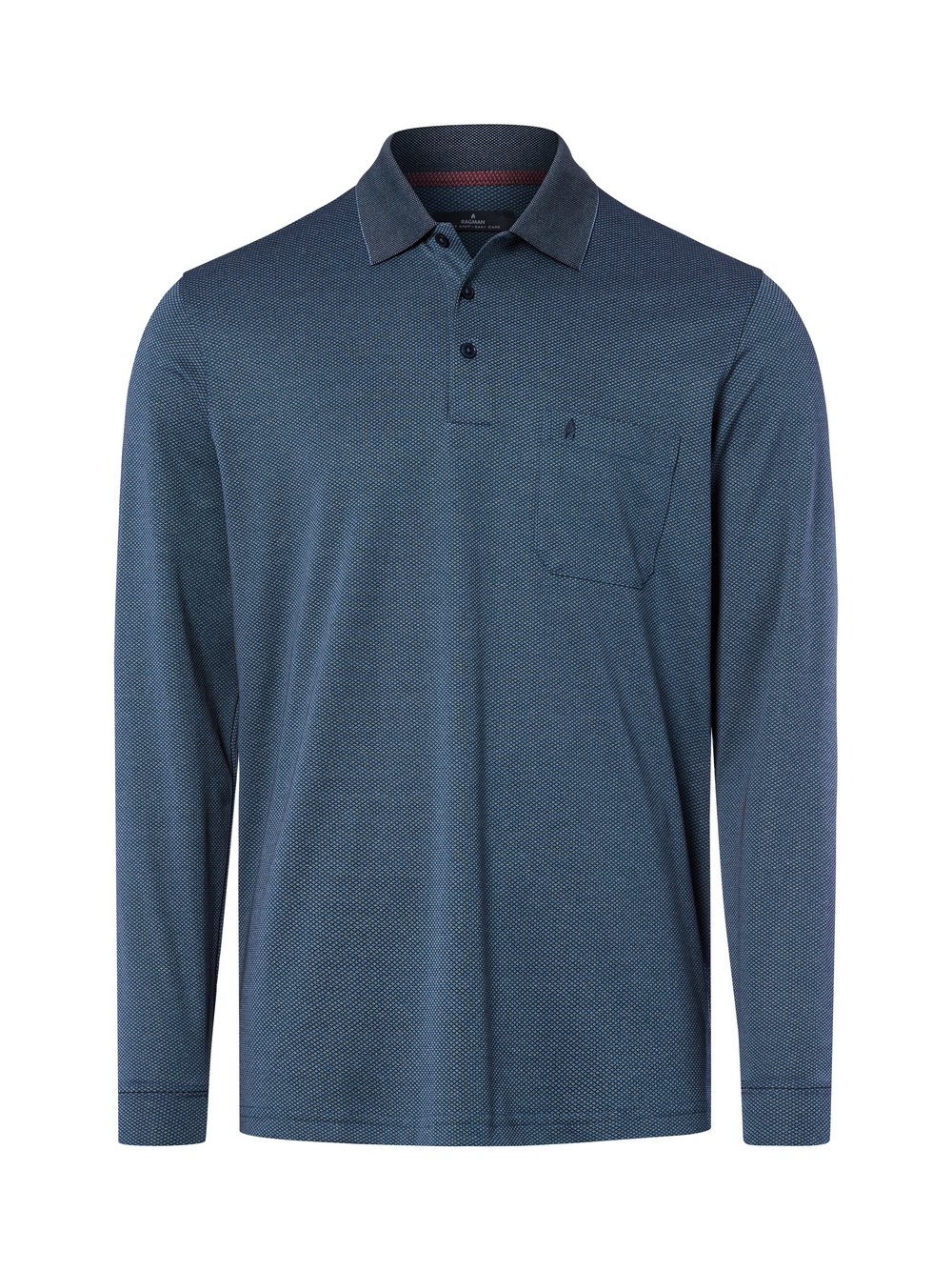 Thumbnail - Ragman Poloshirt Herren Baumwolle blau gemustert, L