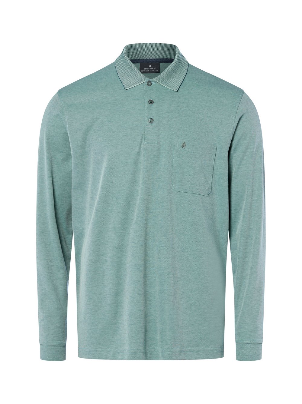 Ragman Langarm-Poloshirt Herren Jersey grün meliert, L