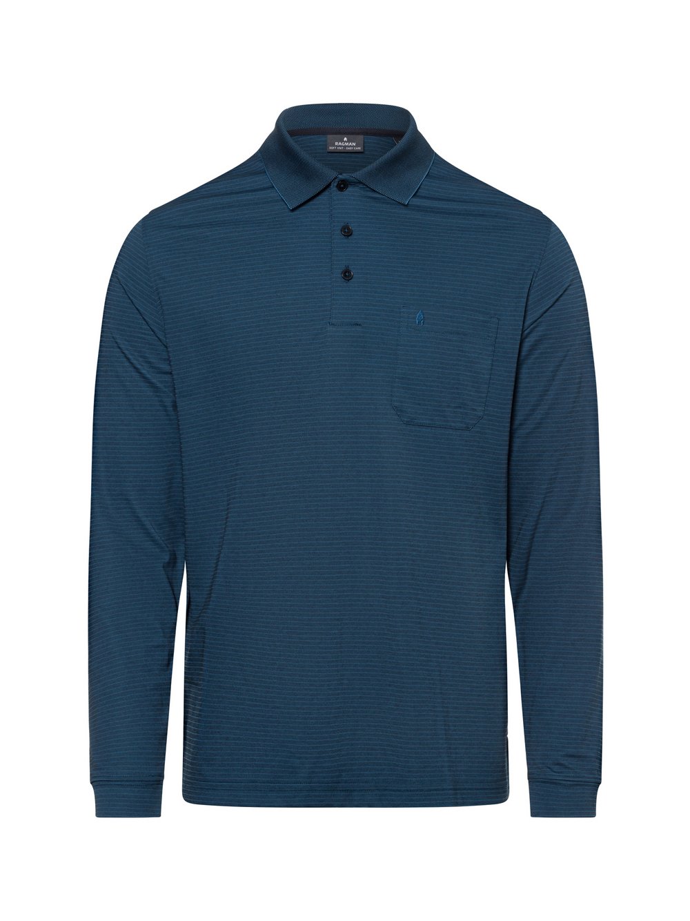 Ragman Poloshirt Herren Baumwolle blau gemustert, XL