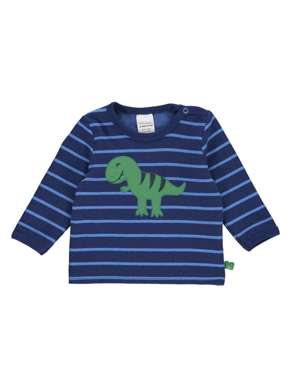 Fred's World by Green Cotton Langarmshirt Jungen Baumwolle blau bedruckt, 68