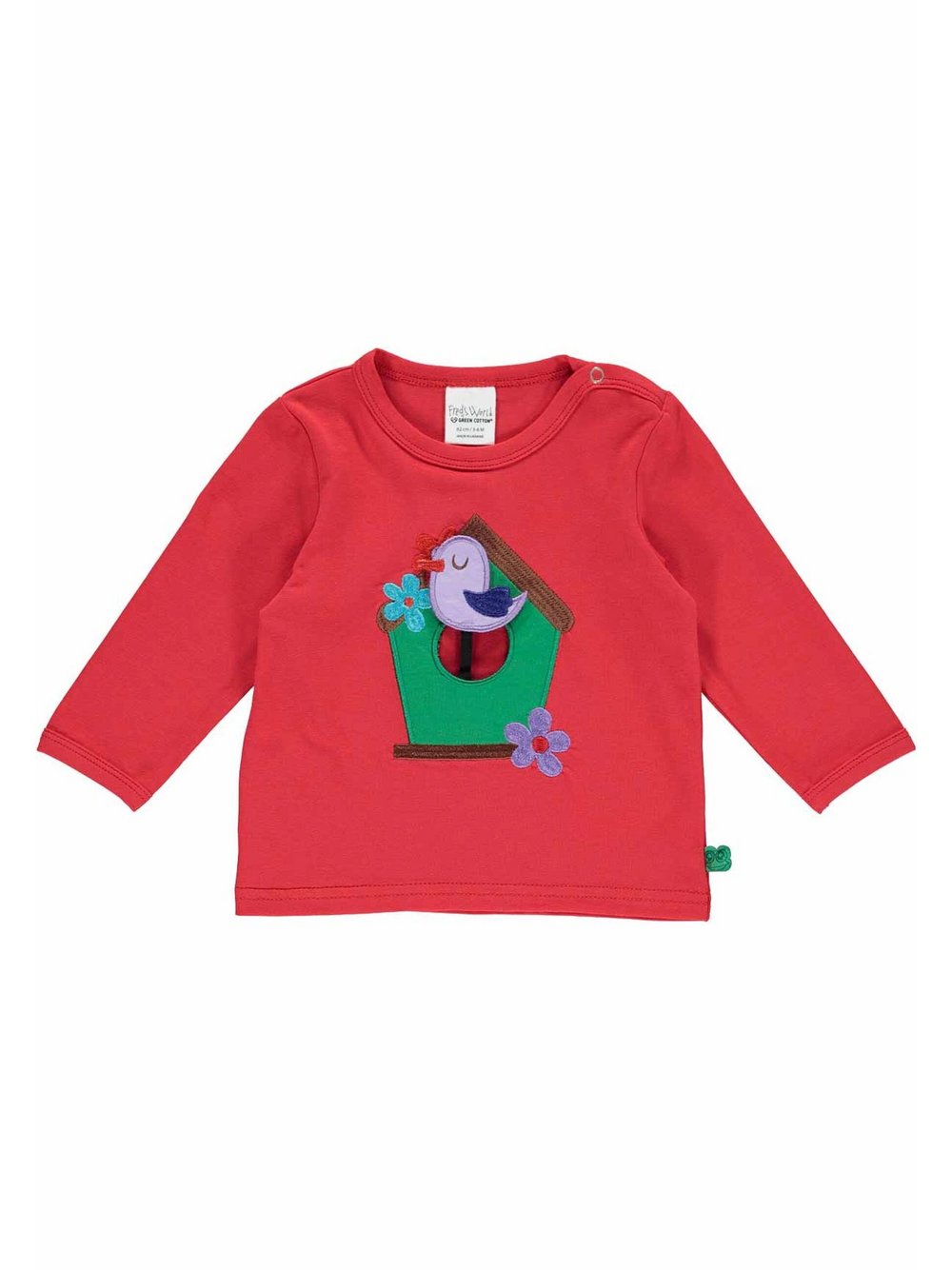 Fred's World by Green Cotton Langarmshirt Mädchen Baumwolle rot bedruckt, 86