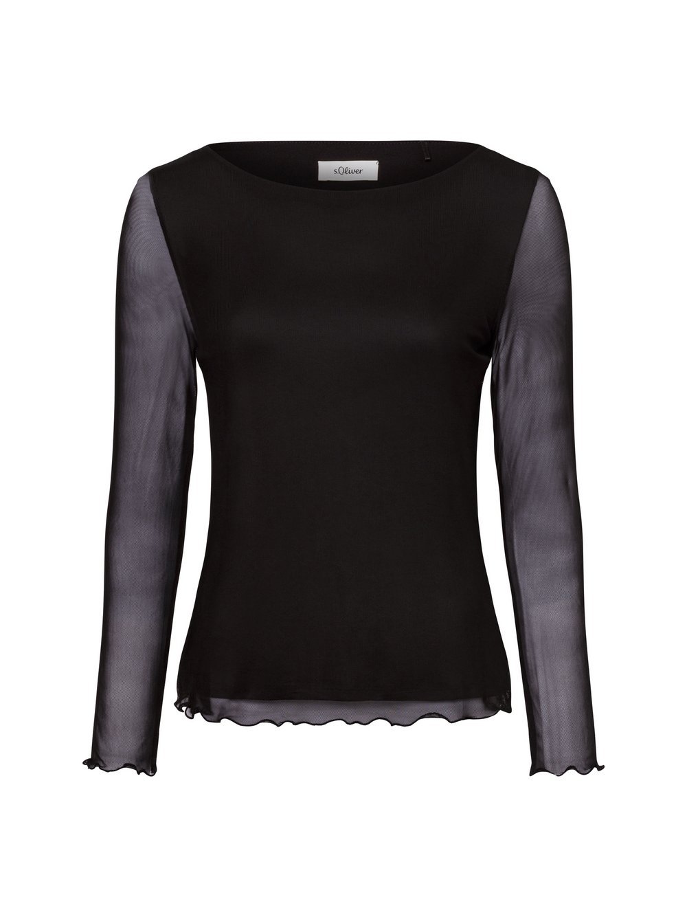 s.Oliver BLACK LABEL Langarmshirt Damen Mesh schwarz, 38