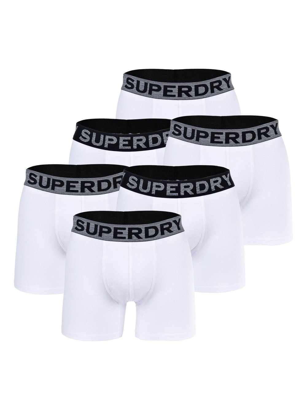 Superdry Boxershort 6er Pack Herren Baumwolle weiß, M