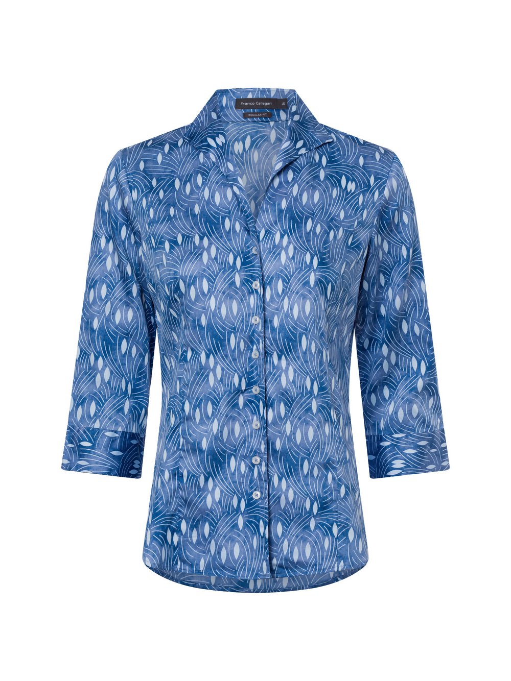 Franco Callegari Bluse Damen Baumwolle blau gemustert, 36